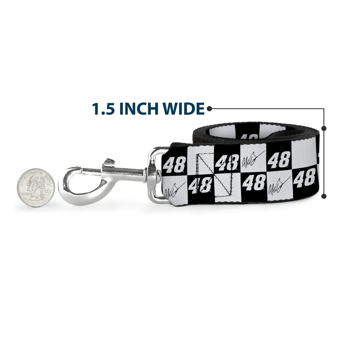 Dog Leash - Alex Bowman Autograph and #48 Checker Logo Black/White