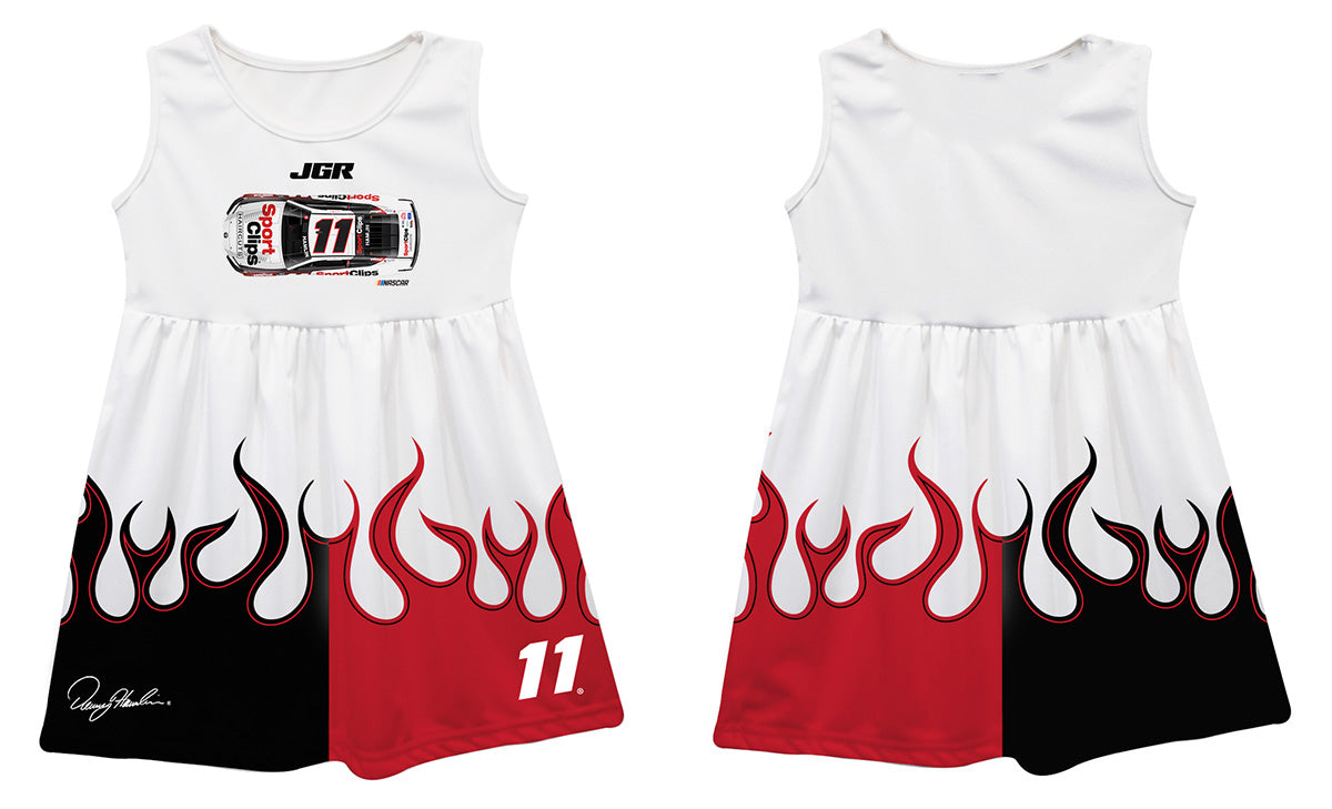 Denny Hamlin Vive La Fete NASCAR Car - Flames Tank Dress - White