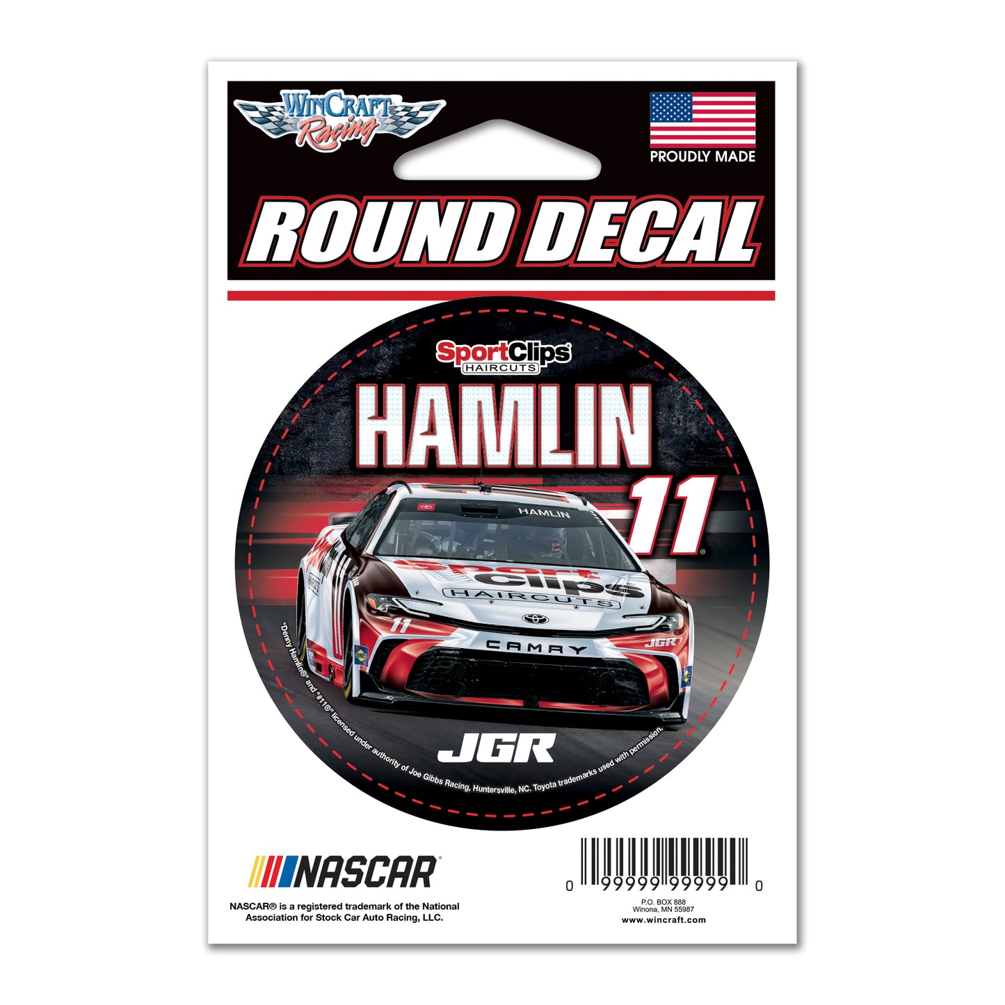 SPORT CLIPS DENNY HAMLIN ROUND DECAL