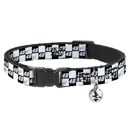 Breakaway Cat Collar with Bell - Alex Bowman Autograph and #48 Checker Logo Black/White