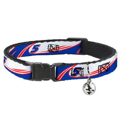 Breakaway Cat Collar with Bell - Kyle Larson #5 Car Scheme White/Blue/Red