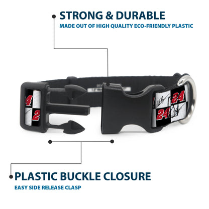 Plastic Clip Collar - William Byron Autograph and #24 Checker Logo Black/White/Red