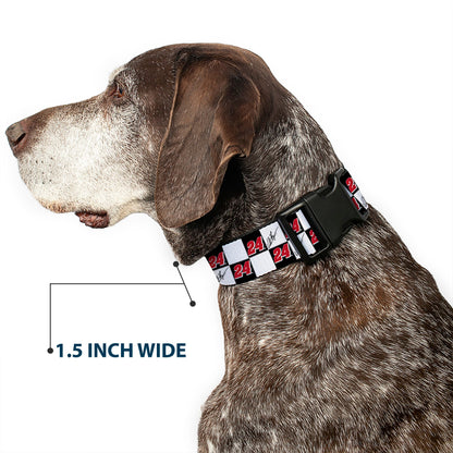 Plastic Clip Collar - William Byron Autograph and #24 Checker Logo Black/White/Red