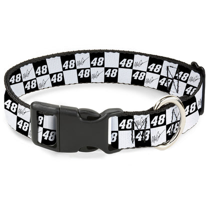 Plastic Clip Collar - Alex Bowman Autograph and #48 Checker Logo Black/White