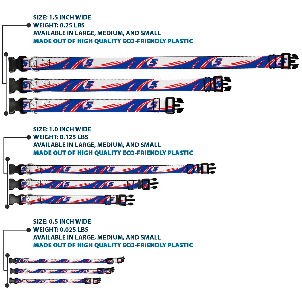 Plastic Clip Collar - Kyle Larson #5 Car Scheme White/Blue/Red