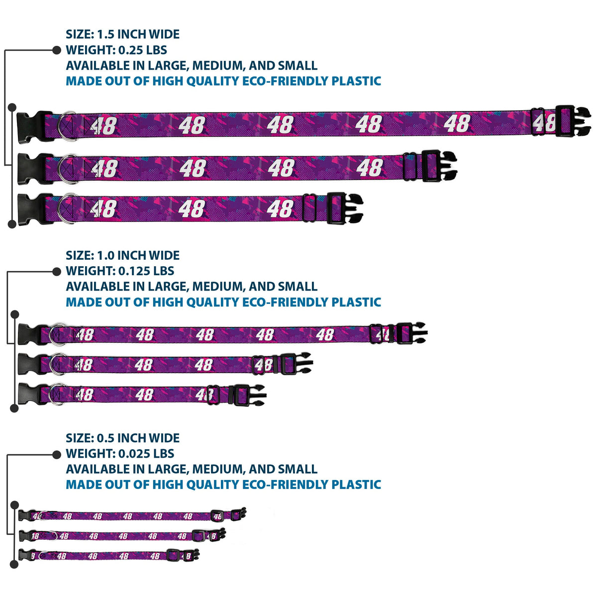 Plastic Clip Collar - Alex Bowman #48 Car Scheme Purples/Pinks/White
