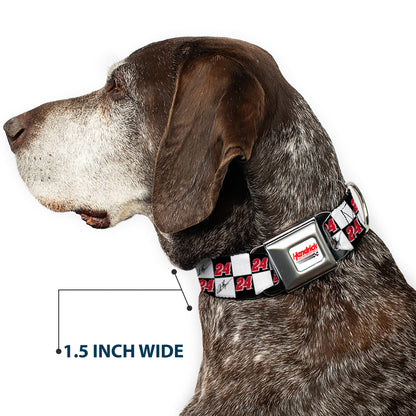 HENDRICK MOTORSPORTS Checker Logo Full Color Red/White Seatbelt Buckle Collar - William Byron Autograph and #24 Checker Logo Black/White/Red