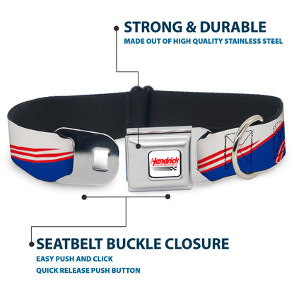 HENDRICK MOTORSPORTS Checker Logo Full Color Red/White Seatbelt Buckle Collar - Kyle Larson #5 Car Scheme White/Blue/Red