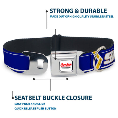 HENDRICK MOTORSPORTS Checker Logo Full Color Red/White Seatbelt Buckle Collar - Chase Elliott #9 Car Scheme Blue/Yellow/White