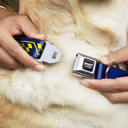 HENDRICK MOTORSPORTS Checker Logo Full Color Black/White Seatbelt Buckle Collar - Jimmie Johnson #48 Autograph Checker Blue/Yellow