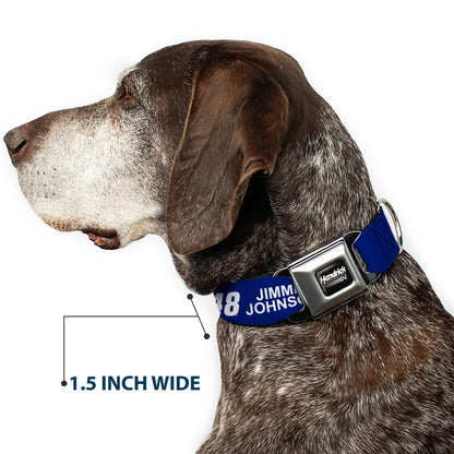 HENDRICK MOTORSPORTS Checker Logo Full Color Black/White Seatbelt Buckle Collar - JIMMIE JOHNSON #48 LOWE'S Logo Checker Blue/White