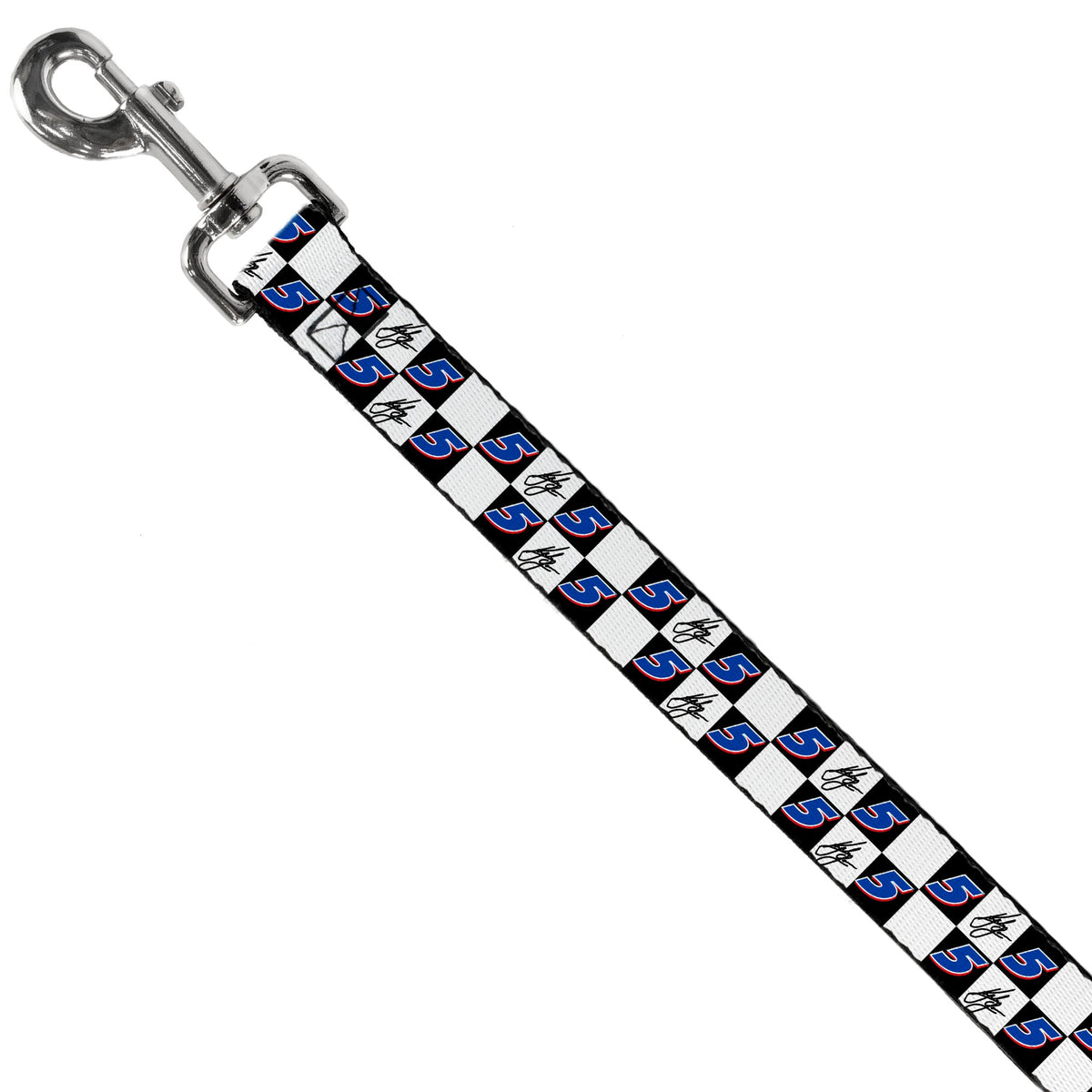 Dog Leash - Kyle Larson Autograph and #5 Checker Logo Black/White/Blue/Red