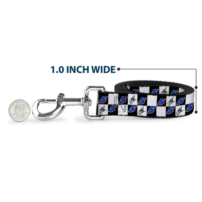 Dog Leash - Kyle Larson Autograph and #5 Checker Logo Black/White/Blue/Red