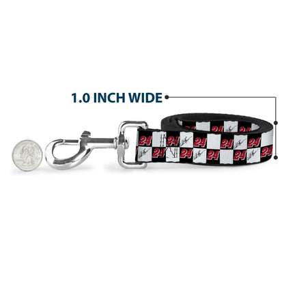 Dog Leash - William Byron Autograph and #24 Checker Logo Black/White/Red