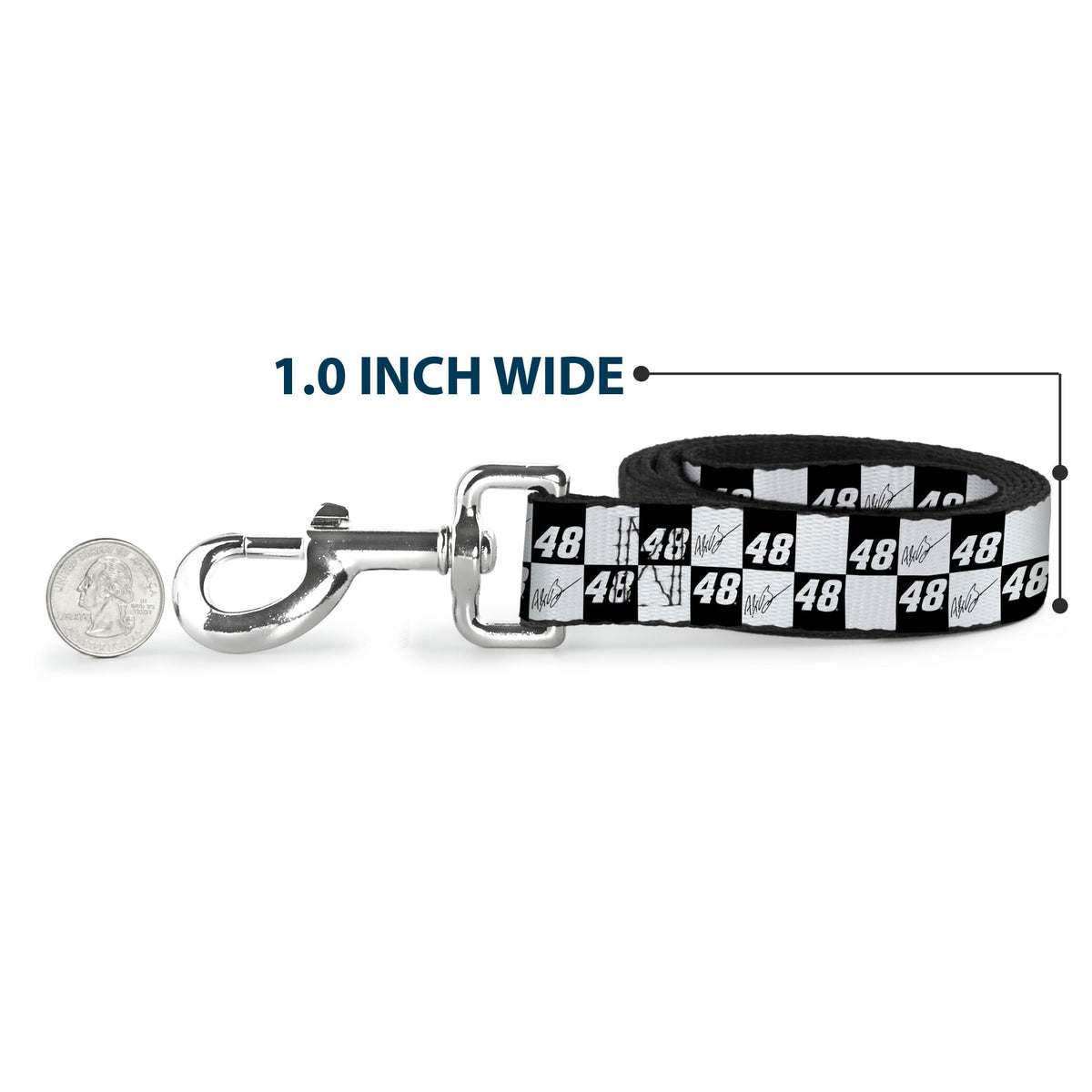 Dog Leash - Alex Bowman Autograph and #48 Checker Logo Black/White