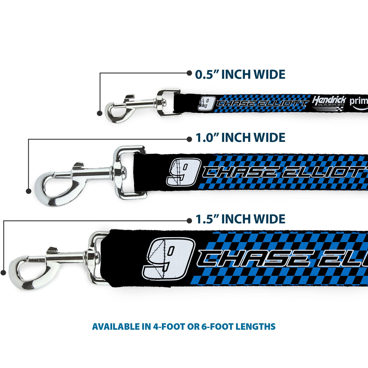 Dog Leash - CHASE ELLIOTT #9 PRIME Hendrick Motorsports Logo Black/White/Blue