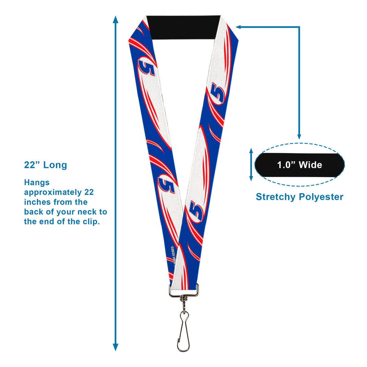 Lanyard - 1.0" - Kyle Larson #5 Car Scheme White/Blue/Red