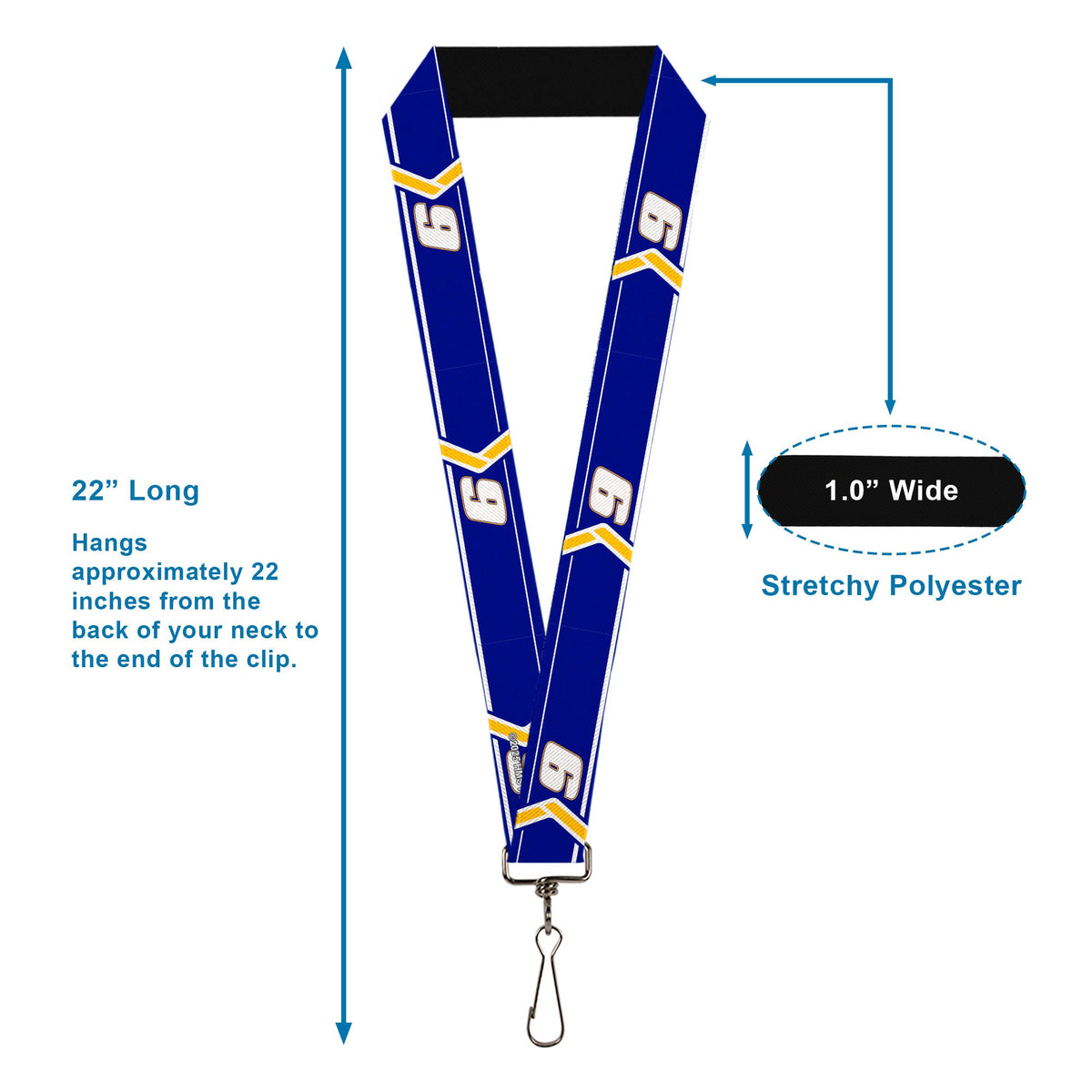 Lanyard - 1.0" - Chase Elliott #9 Car Scheme Blue/Yellow/White