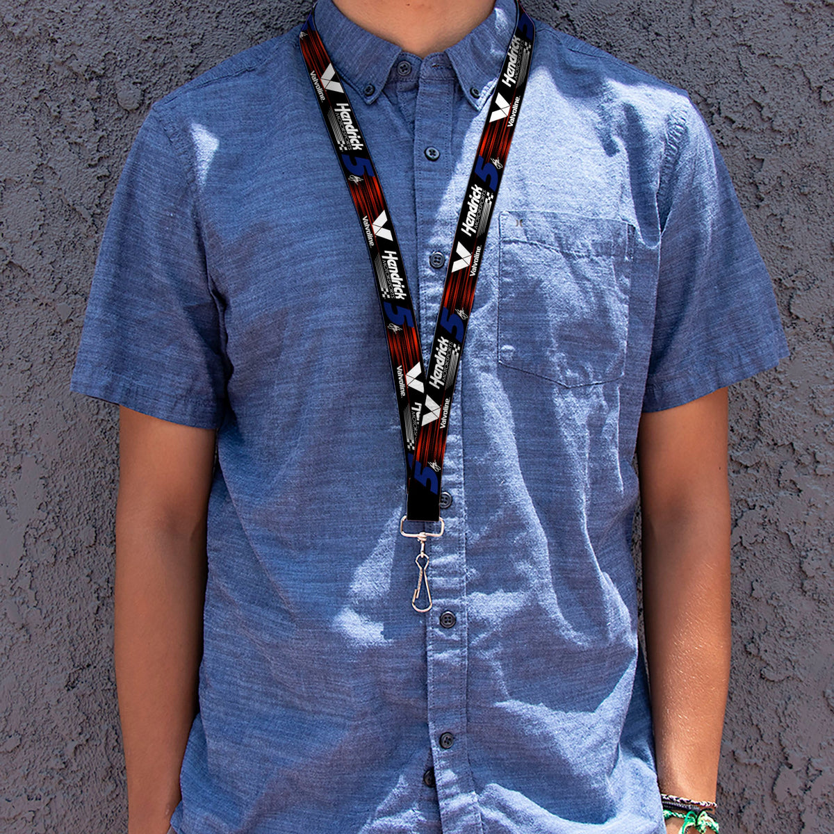 Lanyard - 1.0" - Kyle Larson #5 Autograph VALVOLINE Hendrick Motorsports Logo Black/Red/White/Blue