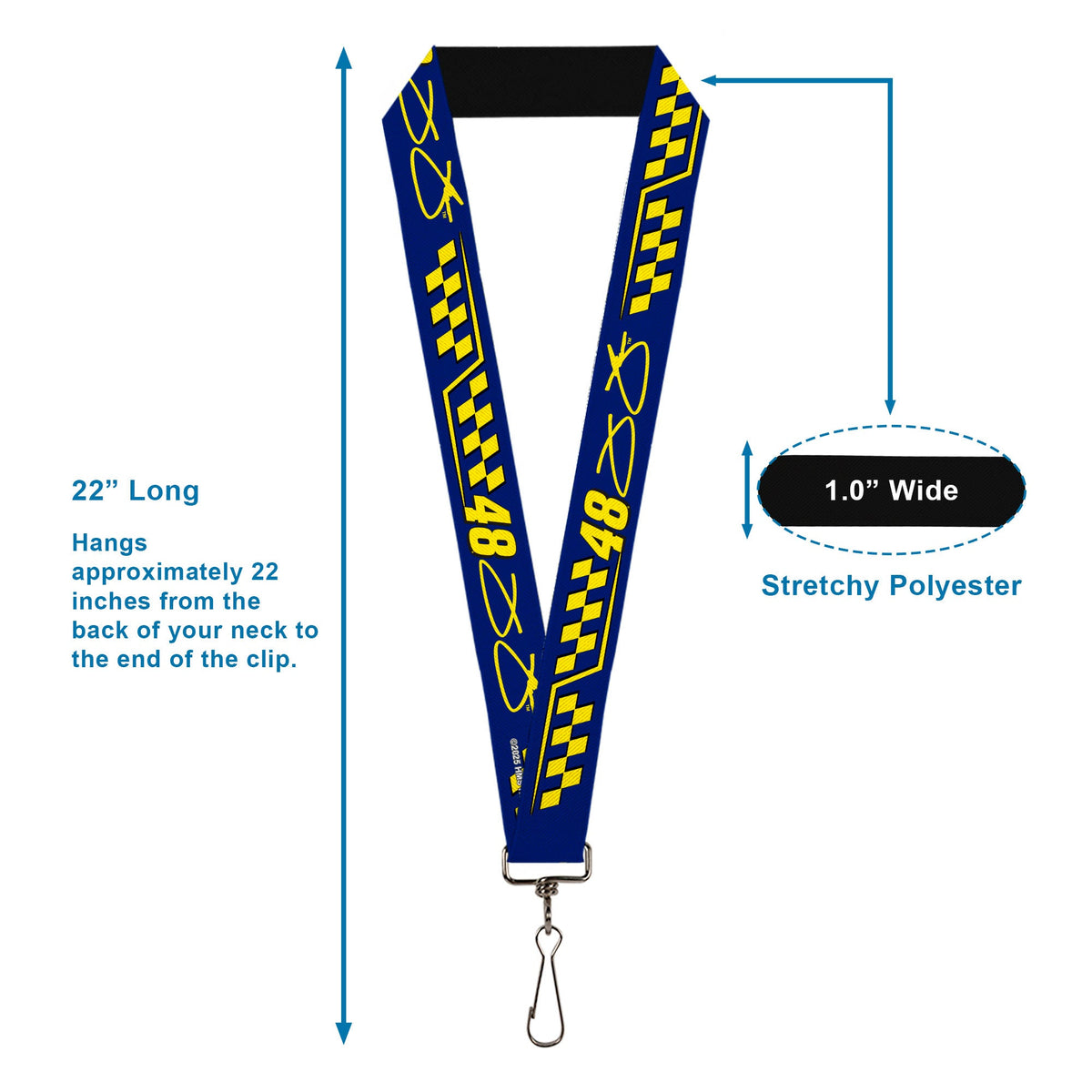 Lanyard - 1.0" - Jimmie Johnson #48 Autograph Checker Blue/Yellow