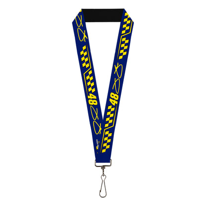 Lanyard - 1.0" - Jimmie Johnson #48 Autograph Checker Blue/Yellow