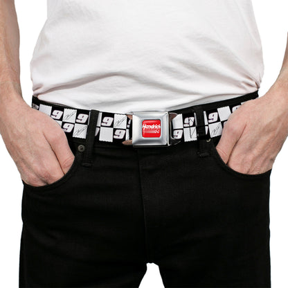 HENDRICK MOTORSPORTS Checker Logo Full Color Red/White Seatbelt Belt - Chase Elliott Autograph and #9 Checker Logo Black/White/Blue Webbing