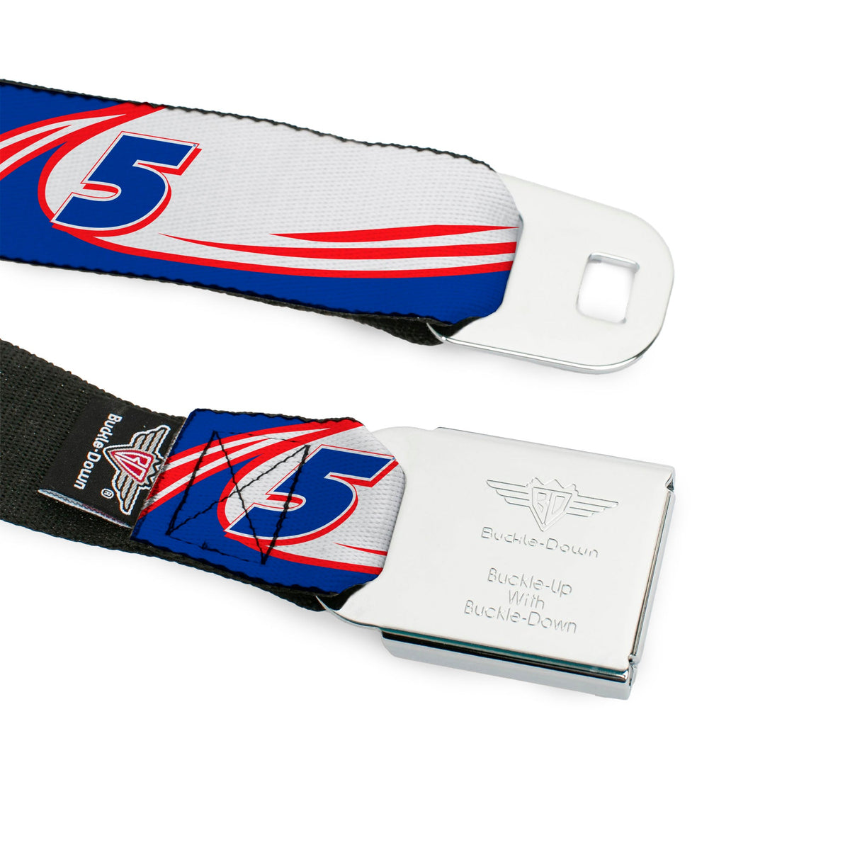 HENDRICK MOTORSPORTS Checker Logo Full Color Red/White Seatbelt Belt - Kyle Larson #5 Car Scheme White/Blue/Red Webbing