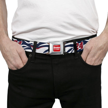 HENDRICK MOTORSPORTS Checker Logo Full Color Red/White Seatbelt Belt - William Byron #24 Car Scheme White/Red/Blue Webbing