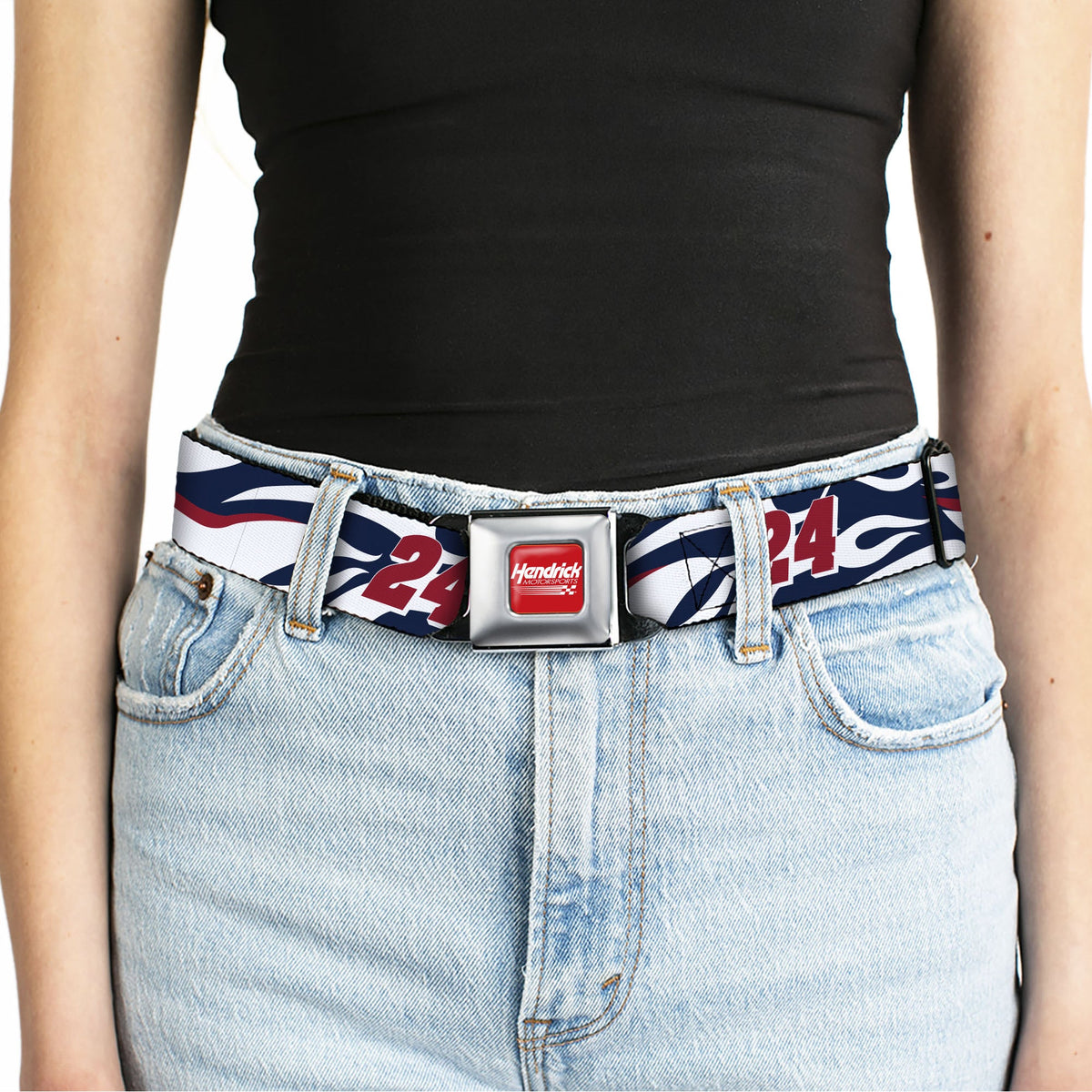 HENDRICK MOTORSPORTS Checker Logo Full Color Red/White Seatbelt Belt - William Byron #24 Car Scheme White/Red/Blue Webbing
