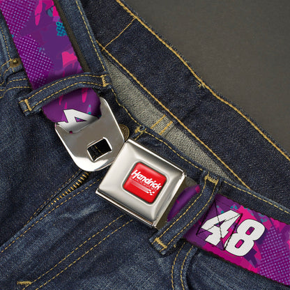 HENDRICK MOTORSPORTS Checker Logo Full Color Red/White Seatbelt Belt - Alex Bowman #48 Car Scheme Purples/Pinks/White Webbing