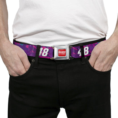 HENDRICK MOTORSPORTS Checker Logo Full Color Red/White Seatbelt Belt - Alex Bowman #48 Car Scheme Purples/Pinks/White Webbing