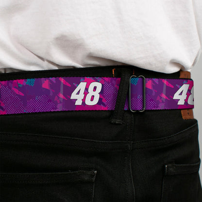 HENDRICK MOTORSPORTS Checker Logo Full Color Red/White Seatbelt Belt - Alex Bowman #48 Car Scheme Purples/Pinks/White Webbing