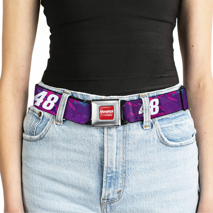 HENDRICK MOTORSPORTS Checker Logo Full Color Red/White Seatbelt Belt - Alex Bowman #48 Car Scheme Purples/Pinks/White Webbing
