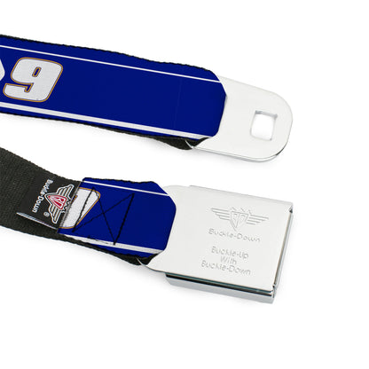 HENDRICK MOTORSPORTS Checker Logo Full Color Red/White Seatbelt Belt - Chase Elliott #9 Car Scheme Blue/Yellow/White Webbing