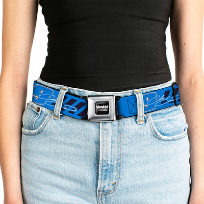 HENDRICK MOTORSPORTS Checker Logo Full Color Black/White Seatbelt Belt - Chase Elliott #9 Autograph PRIME Logo Blue/Black/White Webbing
