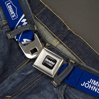 HENDRICK MOTORSPORTS Checker Logo Full Color Black/White Seatbelt Belt - JIMMIE JOHNSON #48 LOWE'S Logo Checker Blue/White Webbing