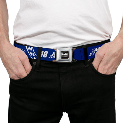 HENDRICK MOTORSPORTS Checker Logo Full Color Black/White Seatbelt Belt - JIMMIE JOHNSON #48 LOWE'S Logo Checker Blue/White Webbing