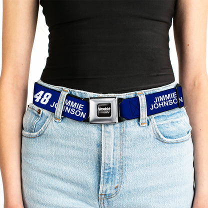 HENDRICK MOTORSPORTS Checker Logo Full Color Black/White Seatbelt Belt - JIMMIE JOHNSON #48 LOWE'S Logo Checker Blue/White Webbing