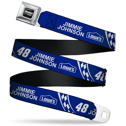 HENDRICK MOTORSPORTS Checker Logo Full Color Black/White Seatbelt Belt - JIMMIE JOHNSON #48 LOWE'S Logo Checker Blue/White Webbing