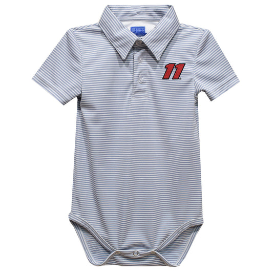 Denny Hamlin Vive La Fete Polo Pencil Stripe Bodysuit - Gray