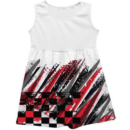 Denny Hamlin Vive La Fete NASCAR Abstract Check Halftones Tank Dress - White