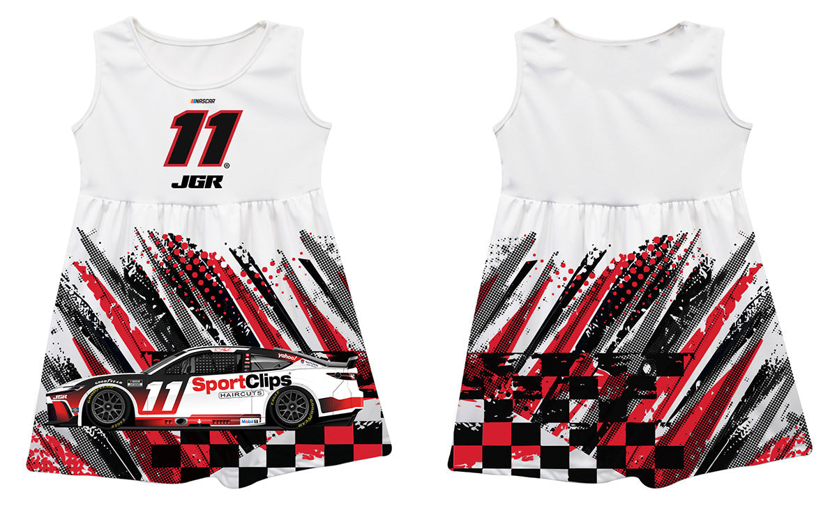 Denny Hamlin Vive La Fete NASCAR Abstract Check Halftones Tank Dress - White