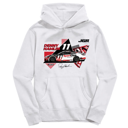 Denny Hamlin NASCAR Pullover Cotton Hoodie - White