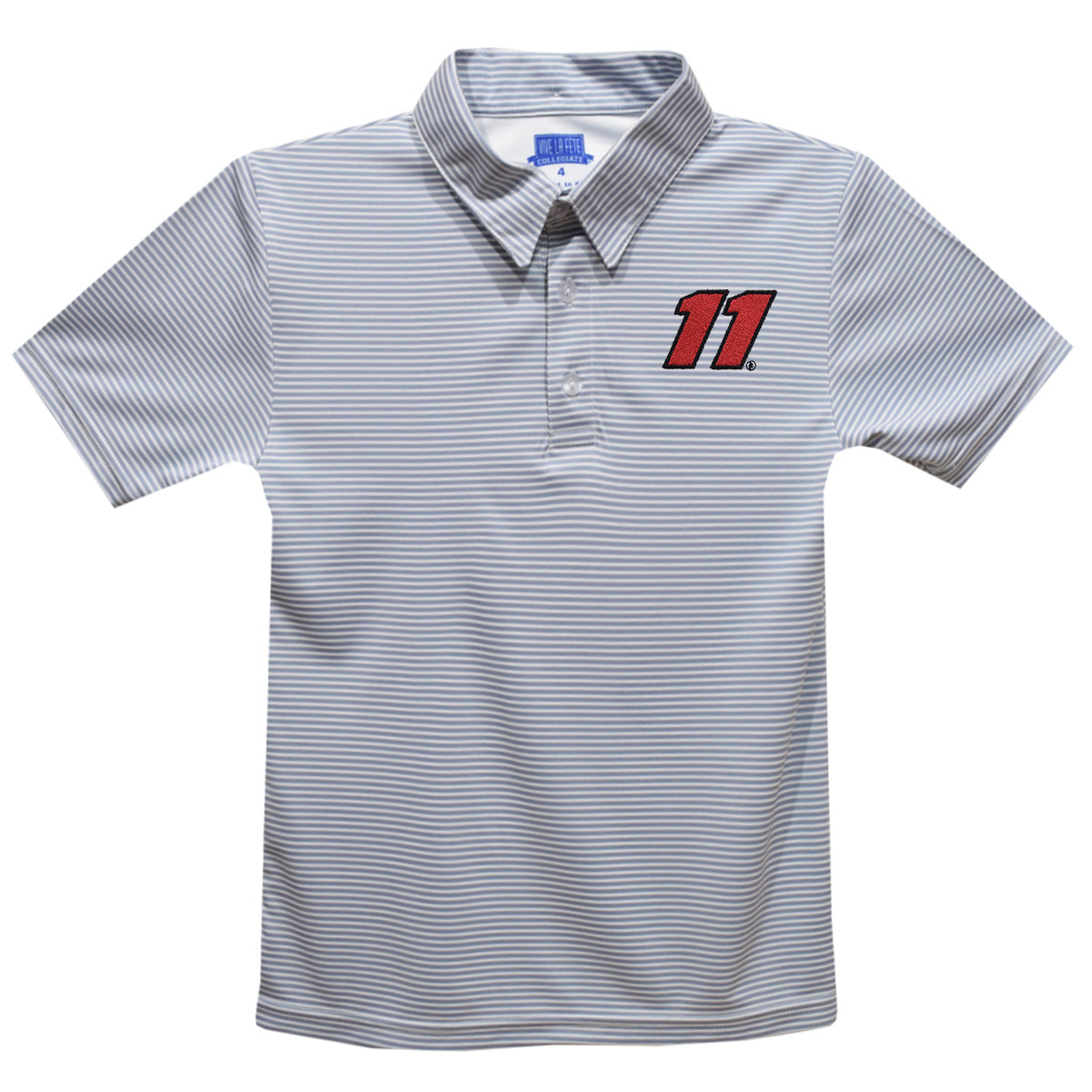 Denny Hamlin Vive La Fete Pencil Stripe Polo - Gray
