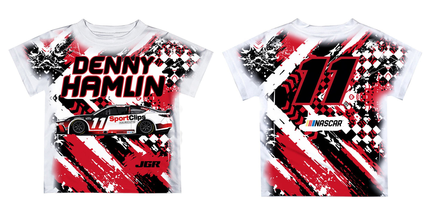 Denny Hamlin Vive La Fete NASCAR Abstract Kids T-Shirt - Red