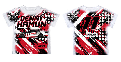 Denny Hamlin Vive La Fete NASCAR Abstract Kids T-Shirt - Red