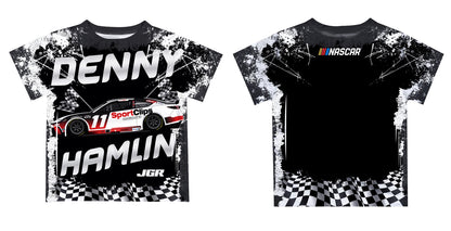 Denny Hamlin Vive La Fete NASCAR Abstract Kids T-Shirt - Black
