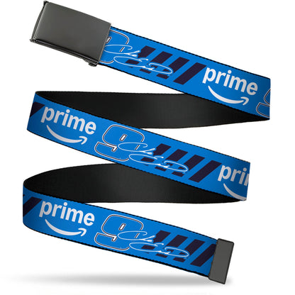 Web Belt Blank Black Buckle - Chase Elliott #9 Autograph PRIME Logo Blue/Black/White Webbing