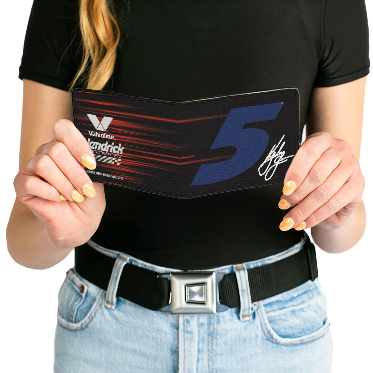 Bi-Fold Wallet - Kyle Larson #5 Autograph VALVOLINE Hendrick Motorsports Logo Black/Red/White/Blue