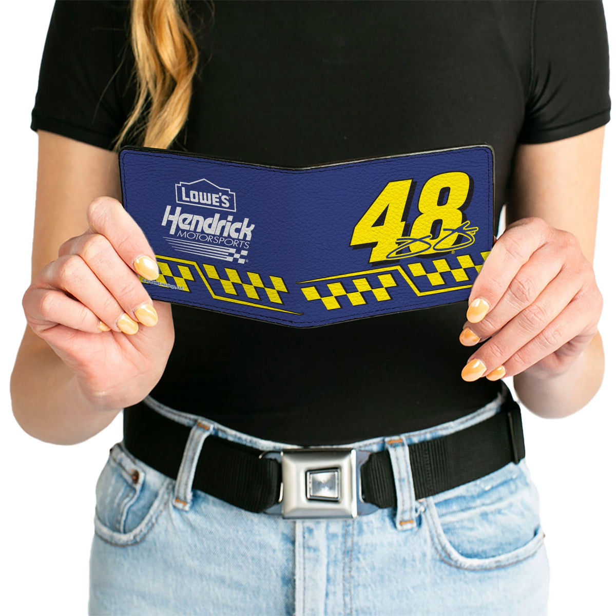 Bi-Fold Wallet - JIMMIE JOHNSON #48 LOWE'S Hendrick Motorsports Racing Logo Blue/White/Yellow
